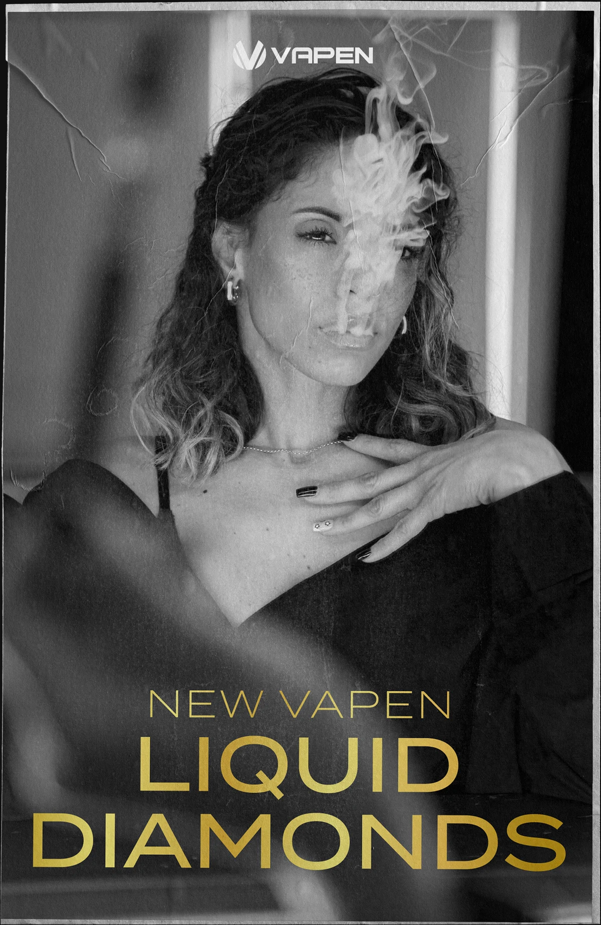 Liquid Diamonds launch poster: New Vapen Liquid Diamonds in gold